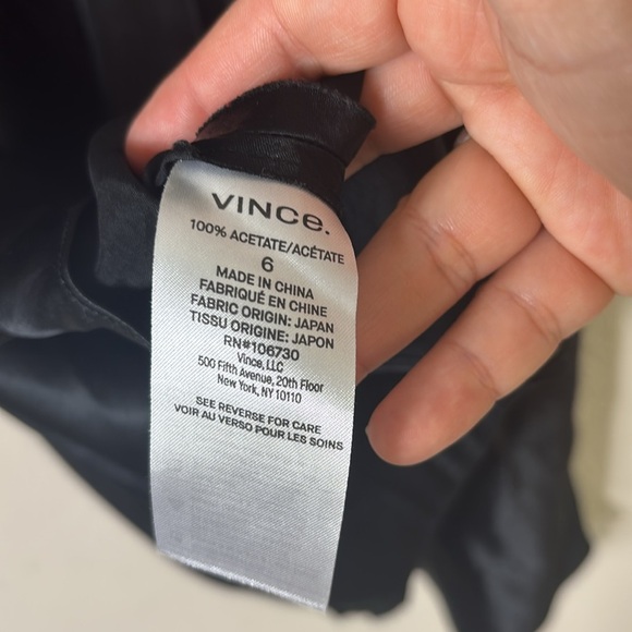 Vince Sleeveless Satin Slip Midi Dress in Black Scoop Neck size 6 - Picture 6 of 10
